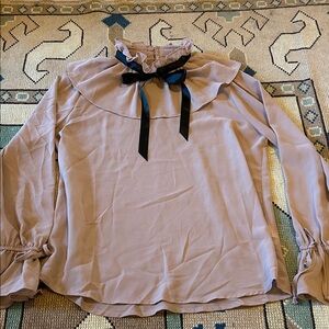 HYFVE Tan Blouse with Black Bow
